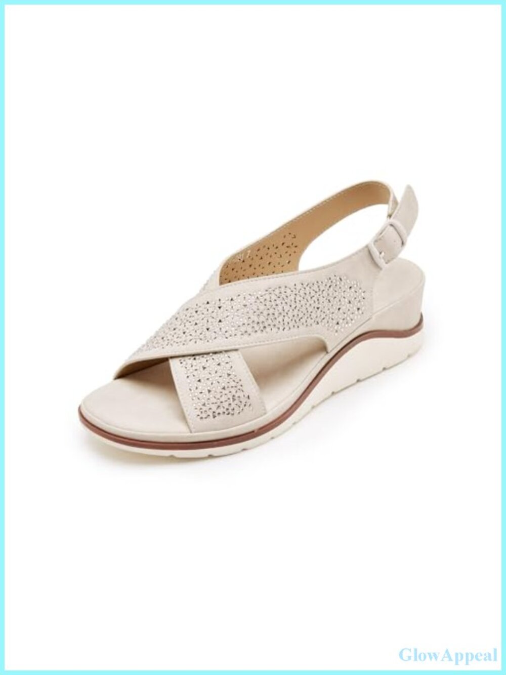Rhinestone Slingback Wedge Sandals Open Toe Dressy Faux Leather